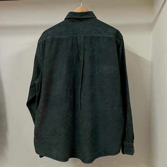 LAND’S END AUTHENTIC DARK GREEN CORDUROY CASUAL SHIRT FOR MEN’S & WOMEN’S - Picture 4 of 7